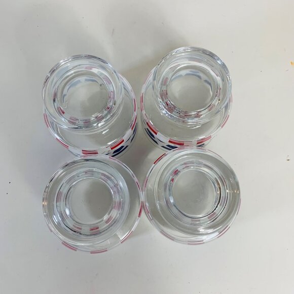 USA Patriotic Pedestal Glasses Set of 4 VTG Red White Blue Star Drinkware Cockta - Picture 15 of 16